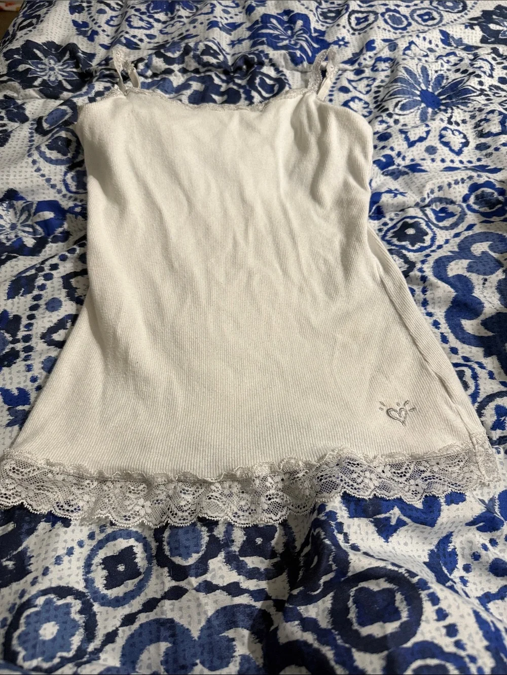 White Lace Trim Camisole Top- Justice